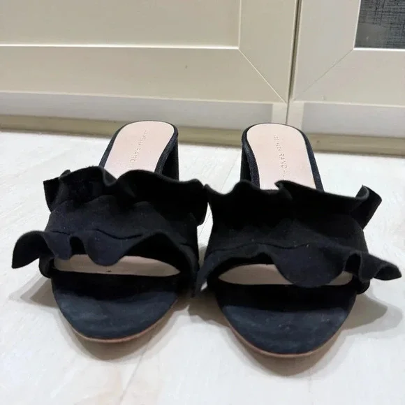 AUTHENTIC Loeffler Randall Black Suede Sandals - Picture 1 of 4